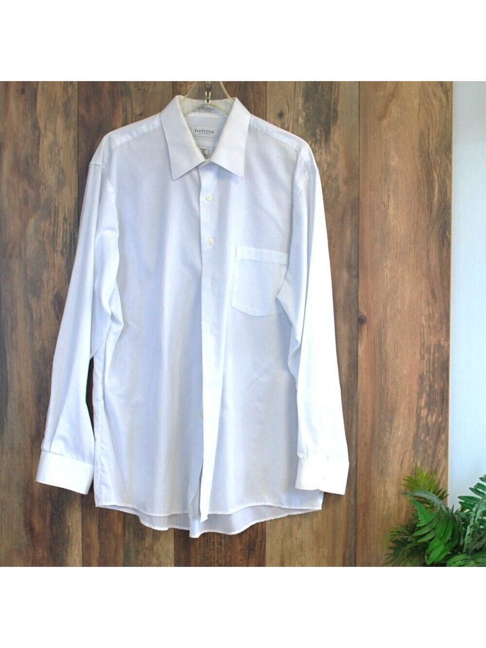 Van Heusen Sateen Stripe Wrinkle Free Button Down Shirt 17.5|34/35